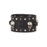 Manieri breites Lederarmband mit Skulls Biker Look schwarz 