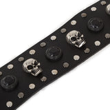 Manieri breites Lederarmband mit Skulls Biker Look schwarz 