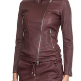 NOVE Damen Biker Lederjacke bordeaux