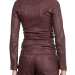 NOVE Damen Biker Lederjacke bordeaux