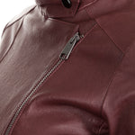 NOVE Damen Biker Lederjacke bordeaux