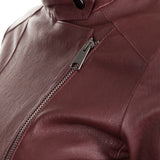 NOVE Damen Biker Lederjacke bordeaux