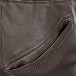 NOVE Damen Lammnappa Cargo Lederhose braungrau