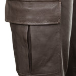 NOVE Damen Lammnappa Cargo Lederhose braungrau