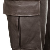 NOVE Damen Lammnappa Cargo Lederhose braungrau