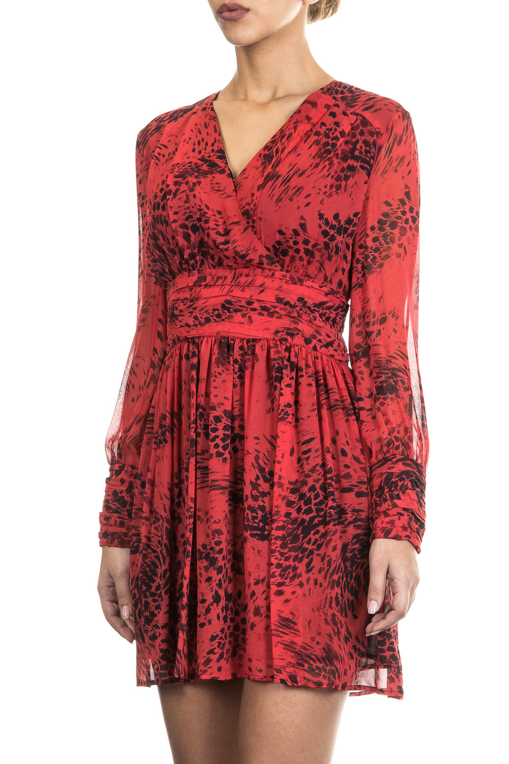 Pierre Balmain Seidenkleid Leo Print rot