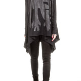 Rundholz Dip Damen Oversized Shirt mit Print schwarz