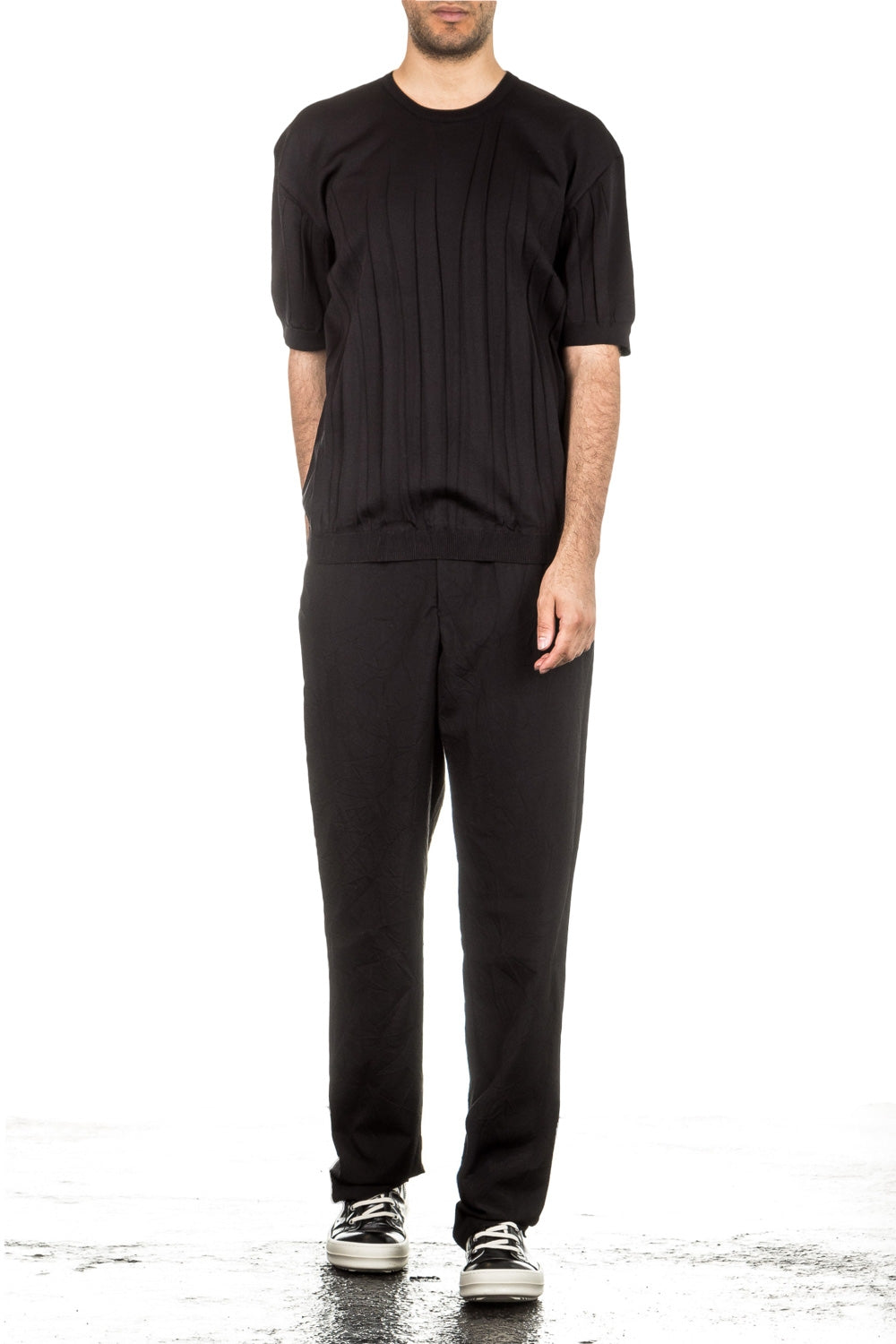 ISSEY MIYAKE Herren Hose Crashed Look schwarz