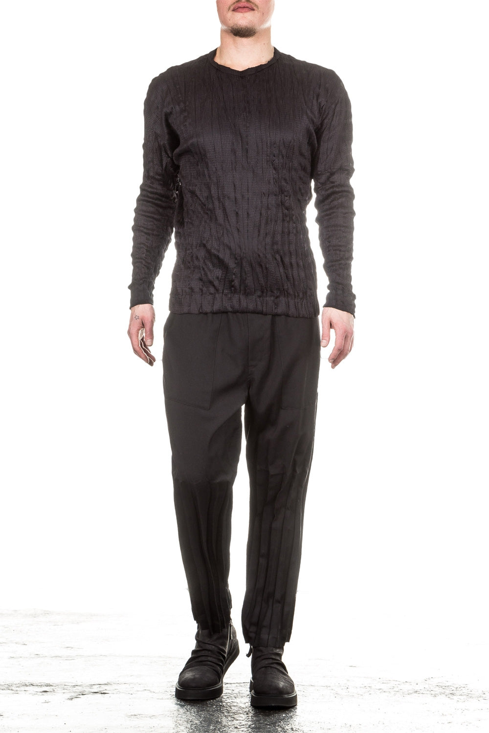 ISSEY MIYAKE Herren 7/8 Hose WRINKLE schwarz