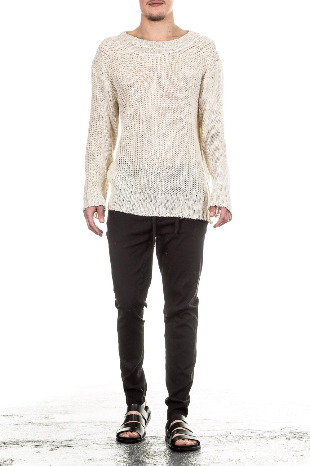 Ann Demeulemeester Unisex Grobstrick Pullover beige 