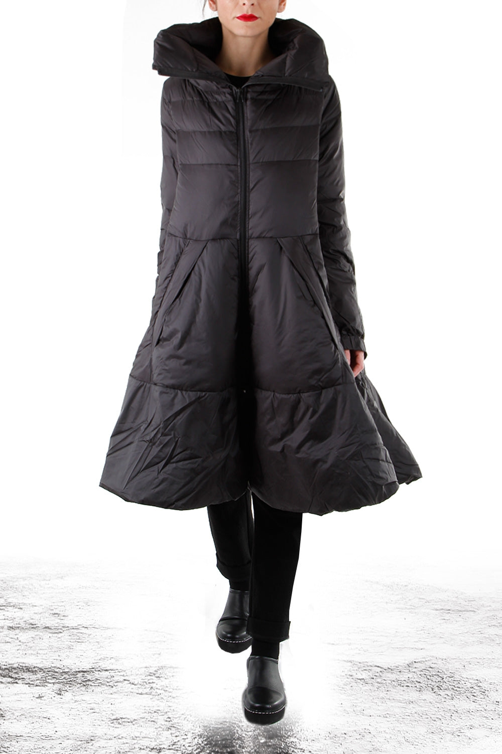 Rundholz Damen Thermo Parka  schwarz