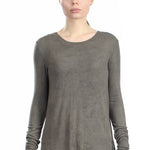 Avant Toi Damen Geripptes Langarmshirt khaki