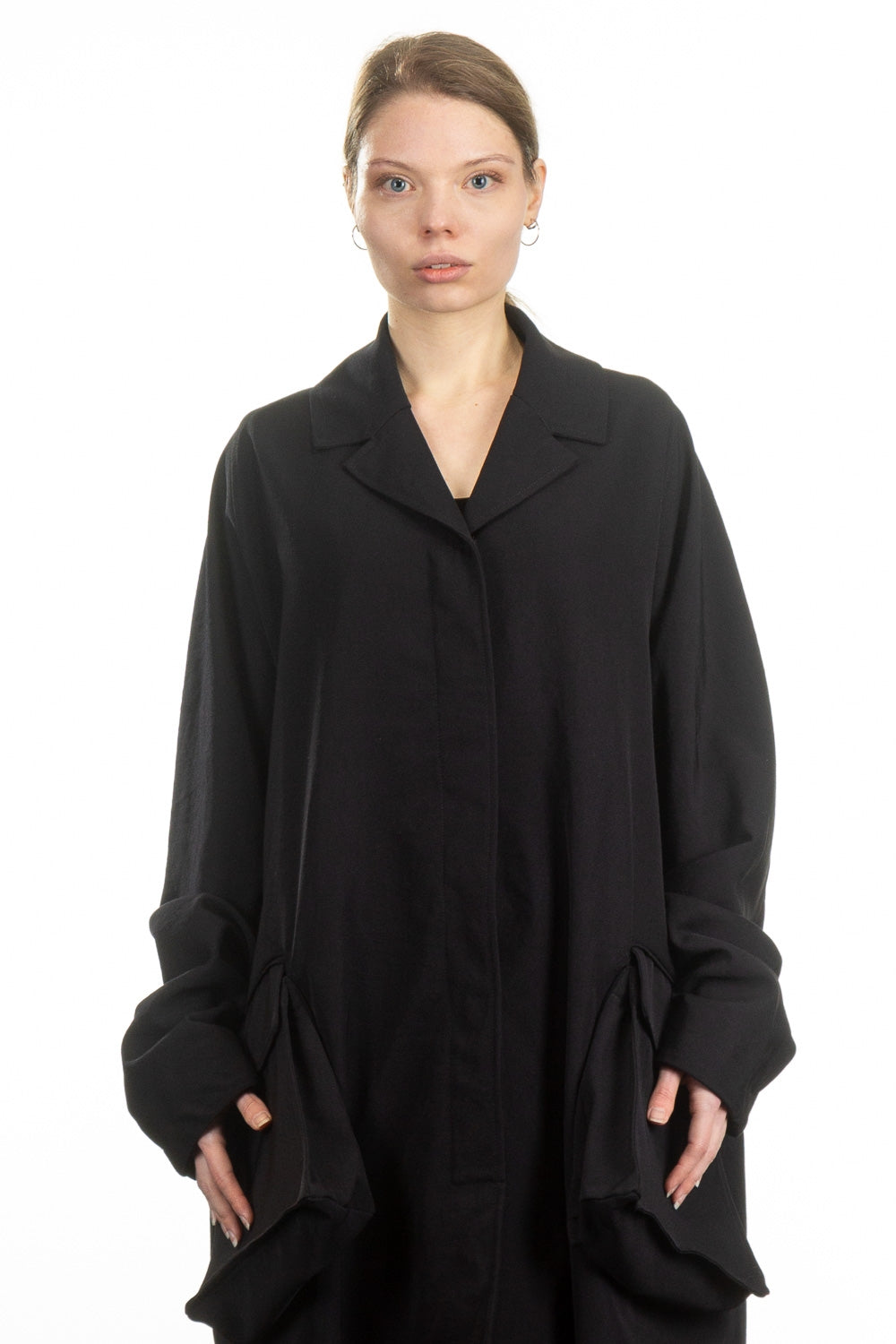 Rundholz Damen Mantel oversized schwarz 