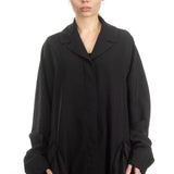 Rundholz Damen Mantel oversized schwarz 