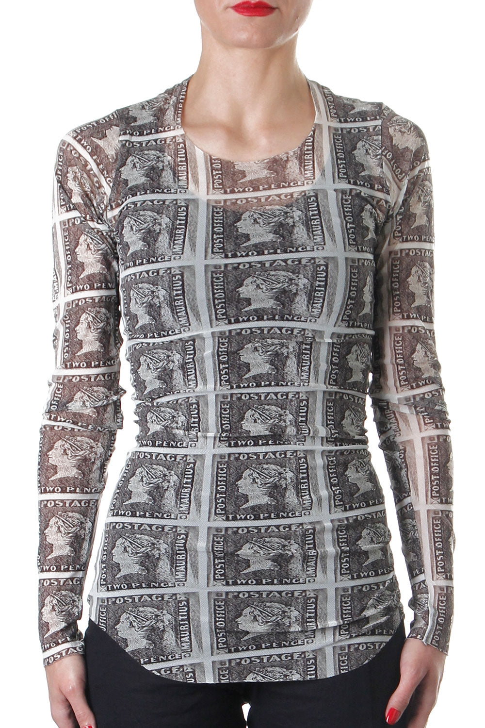 Rundholz Damen Langarmshirt Mesh print