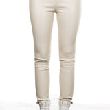 Helmut Lang Damen Leder Leggings creme