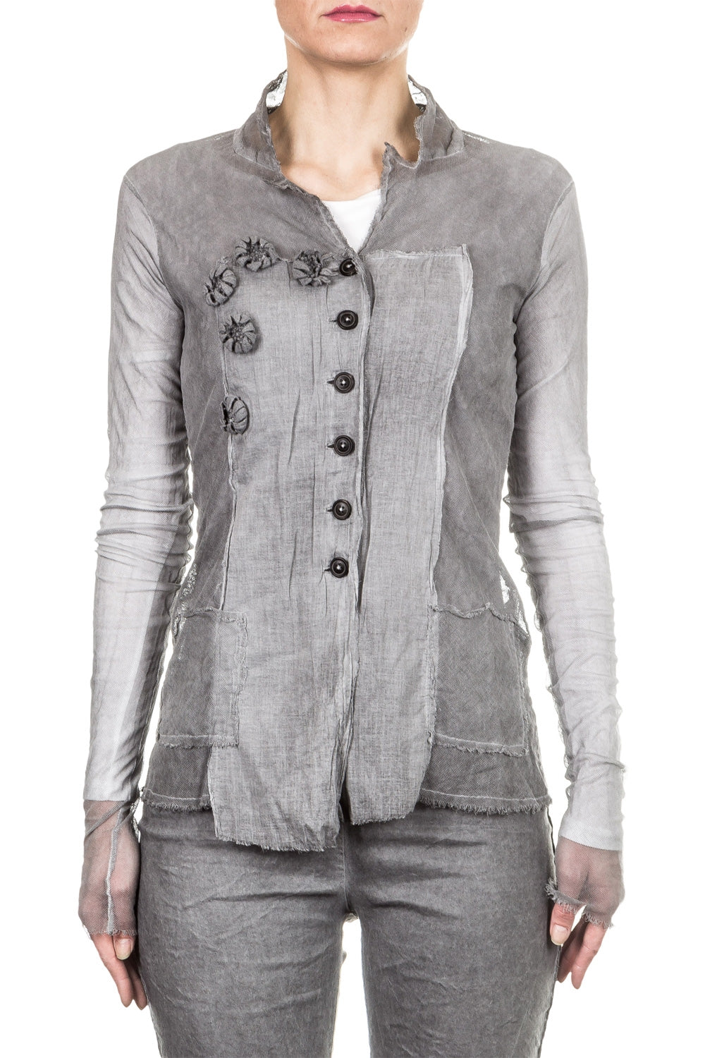 Rundholz Dip Damen Bluse Avantgarde grau