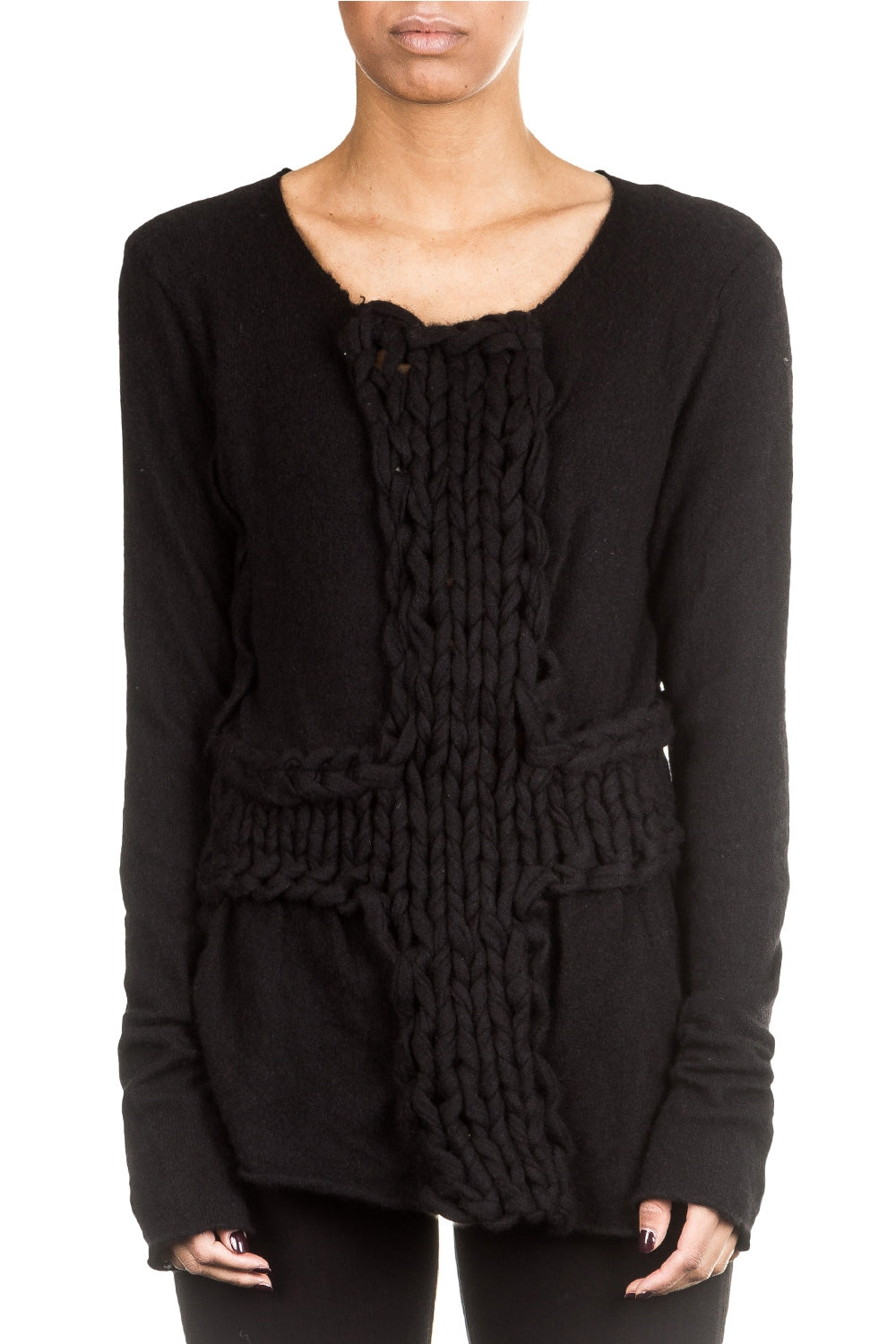 Rundholz Damen Kaschmirpullover Avantgarde schwarz