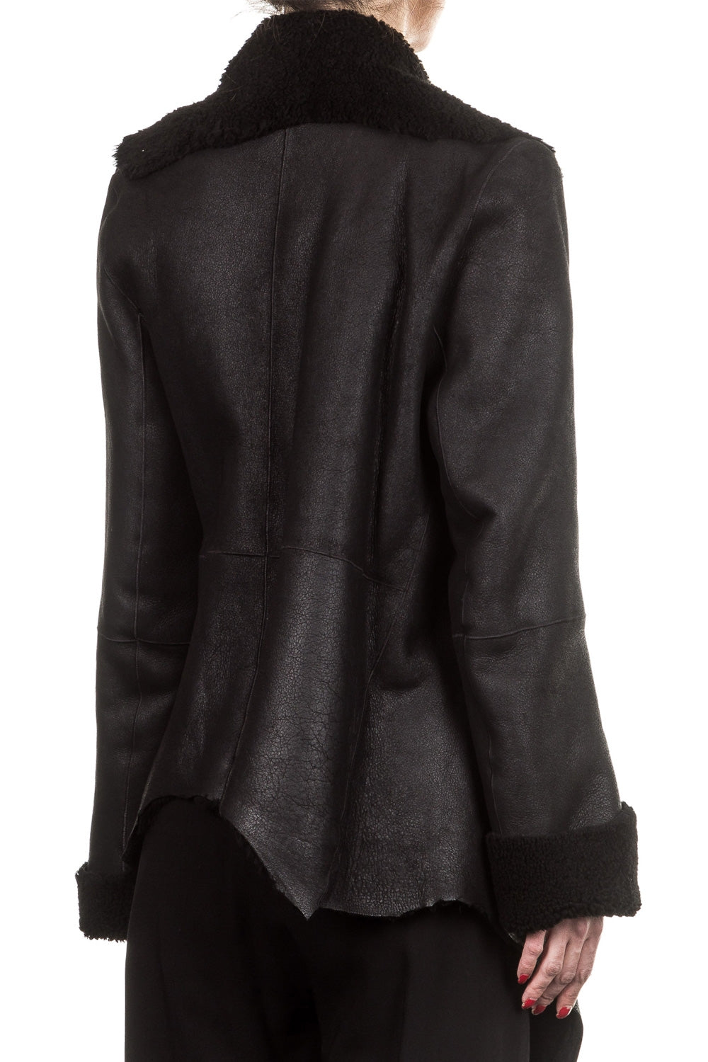 Ann Demeulemeester Unisex Lammfell Jacke schwarz