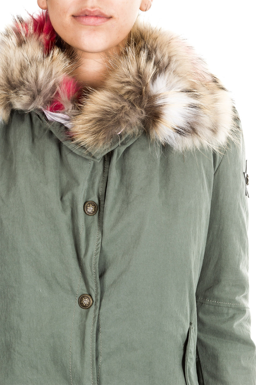 Jet Set Damen Parka mit Innenfutter aus Fell ZUKO grün