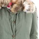 Jet Set Damen Parka mit Innenfutter aus Fell ZUKO grün