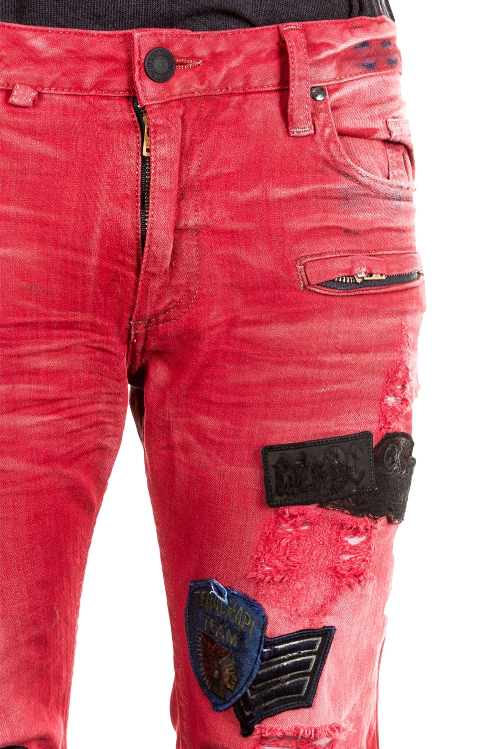 Robin`s Jean Herren Jeans MOTARD PATCHES rot