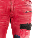 Robin`s Jean Herren Jeans MOTARD PATCHES rot