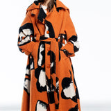 Issey Miyake women's avant-garde coat VIGOR print orange