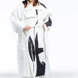 Issey Miyake women's avant-garde trench coat PHYSIOTYPE white black