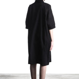 Y´s Yohji Yamamoto Damen Hemdblusenkleid Halbarm schwarz