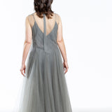 Marc Le Bihan women's long dress with tulle appliqué gray