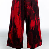 Y's Yohji Yamamoto Damen Culotte Flanell Hose rot schwarz