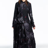 Y´s Yohji Yamamoto Damen Kleid lang mit Blumen Print schwarz