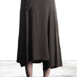 Y´s Yohji Yamamoto Damen Asymmetrischer Hosenrock mit weitem Bein oliv