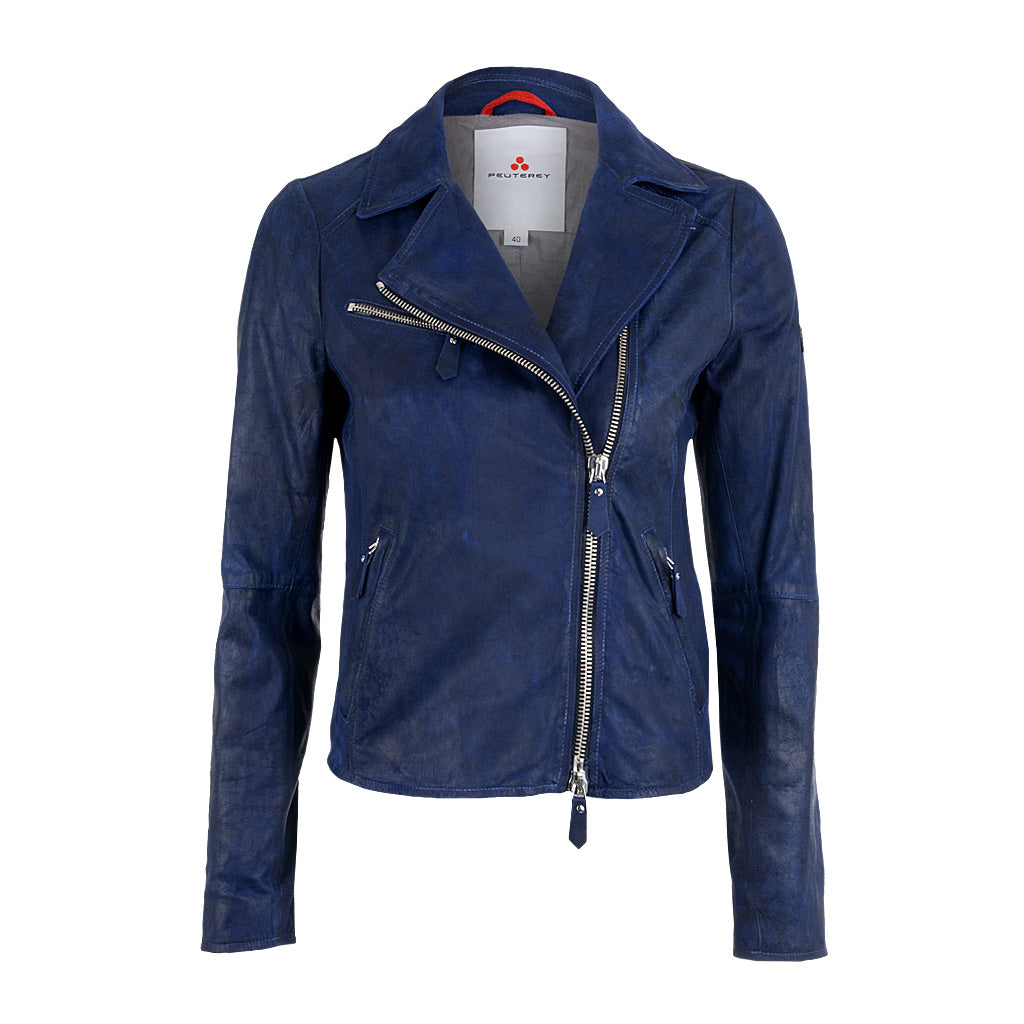 Peuterey Leder Jacke CHARNETTE blau