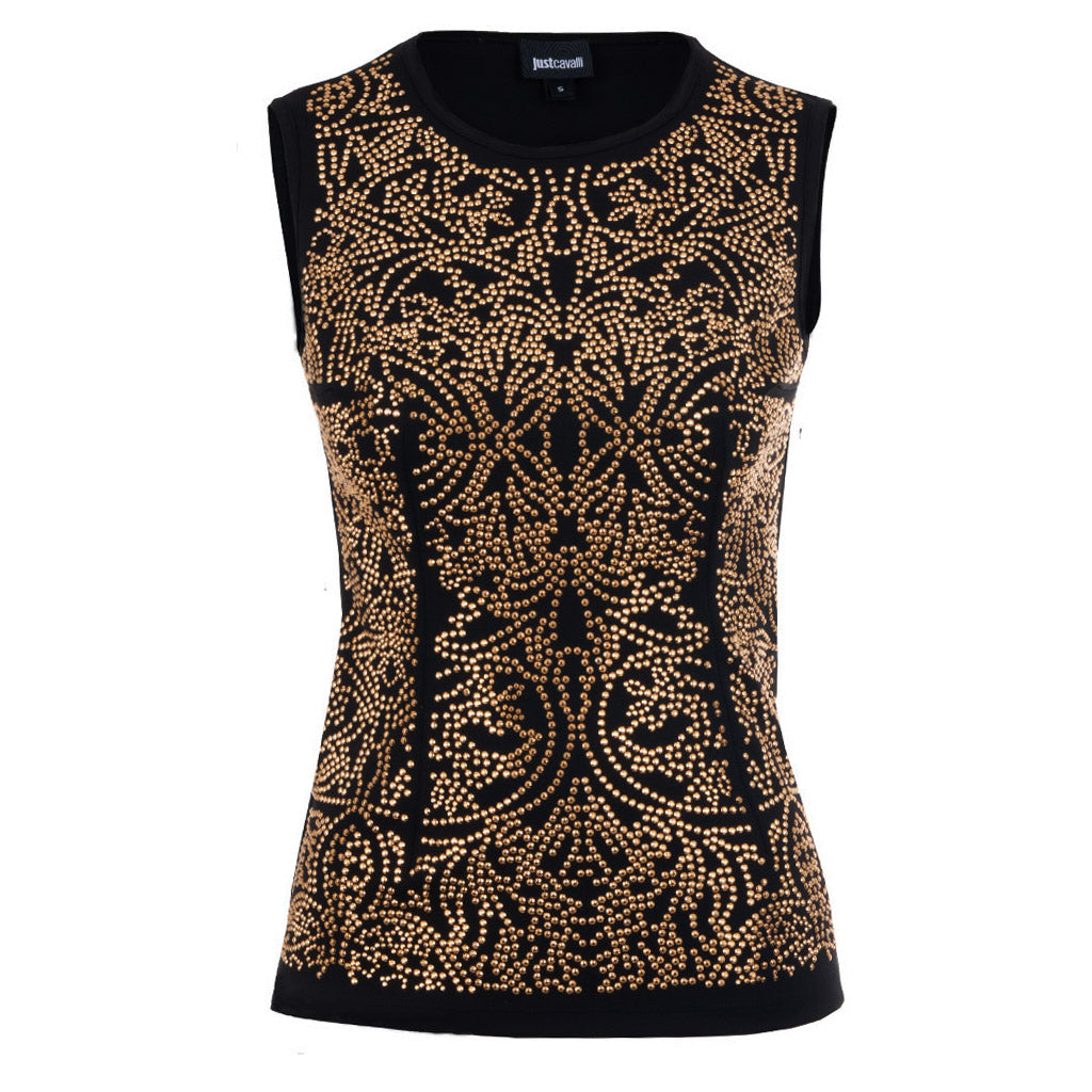 Just Cavalli Top ornamental Strasssteine schwarz 