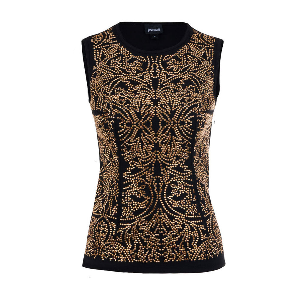 Just Cavalli Top ornamental Strasssteine schwarz 