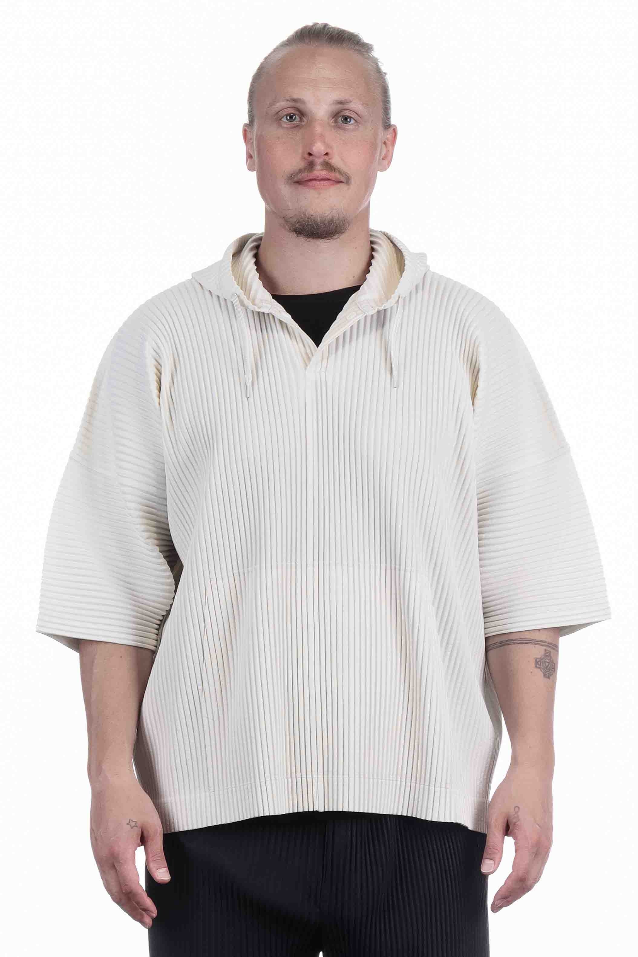 Homme Plissé Issey Miyake Herren Oversize Kapuzenshirt Off White